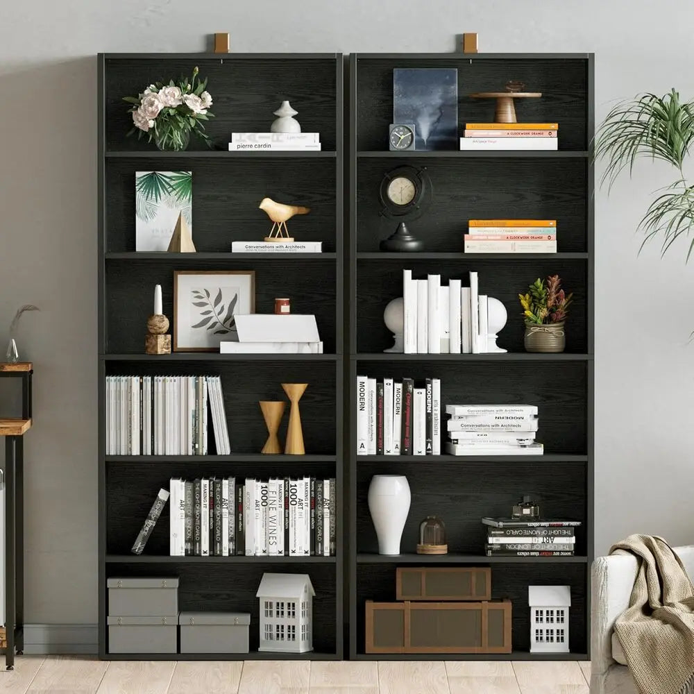 IRONCK 6-Tier Bookcase Set Floor Standing Shelves For Home Office