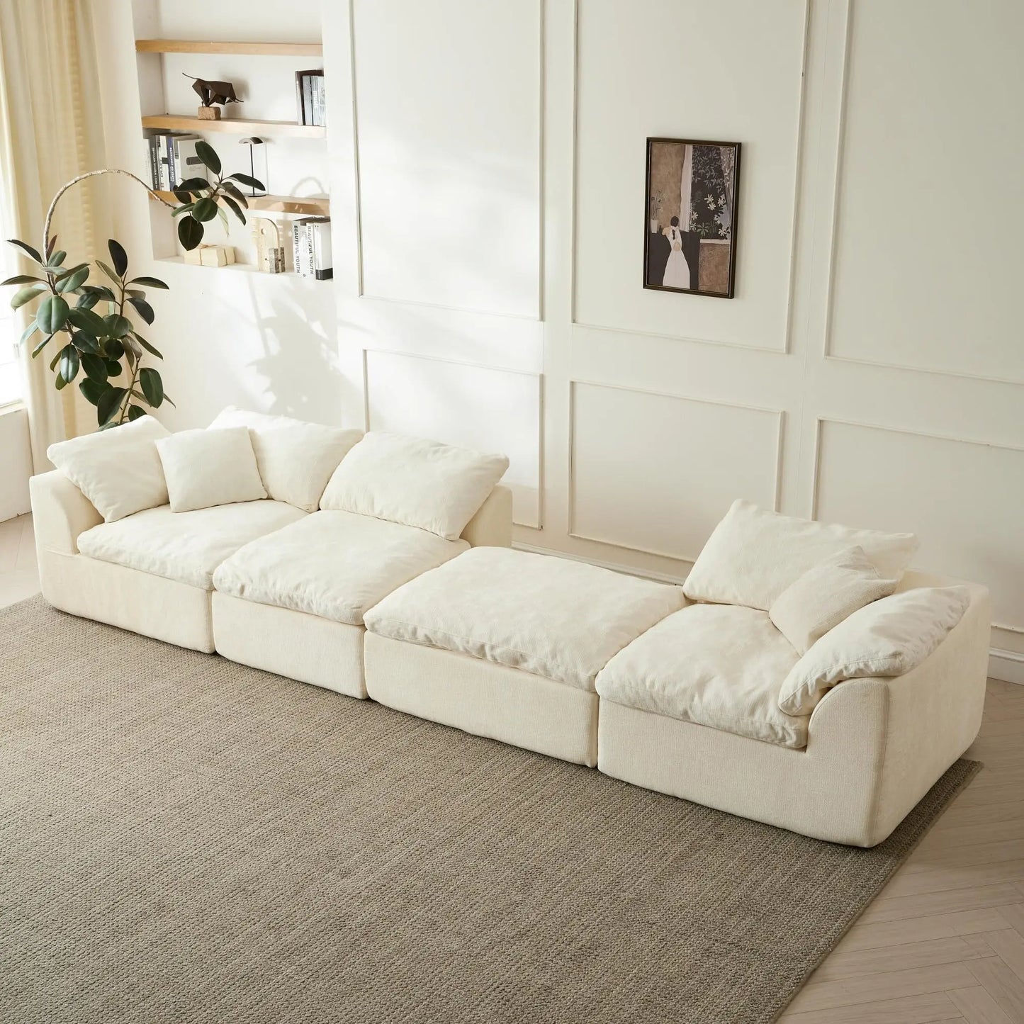 Yeflixvrau Modern L-Shaped 3-Seater Sofa With Ottoman