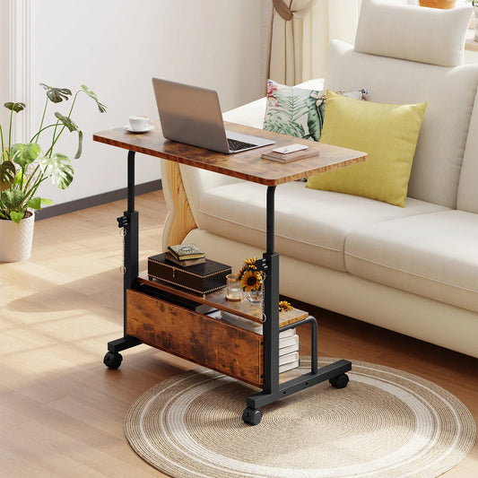 JHK Adjustable Height Mobile Standing Computer Desk
