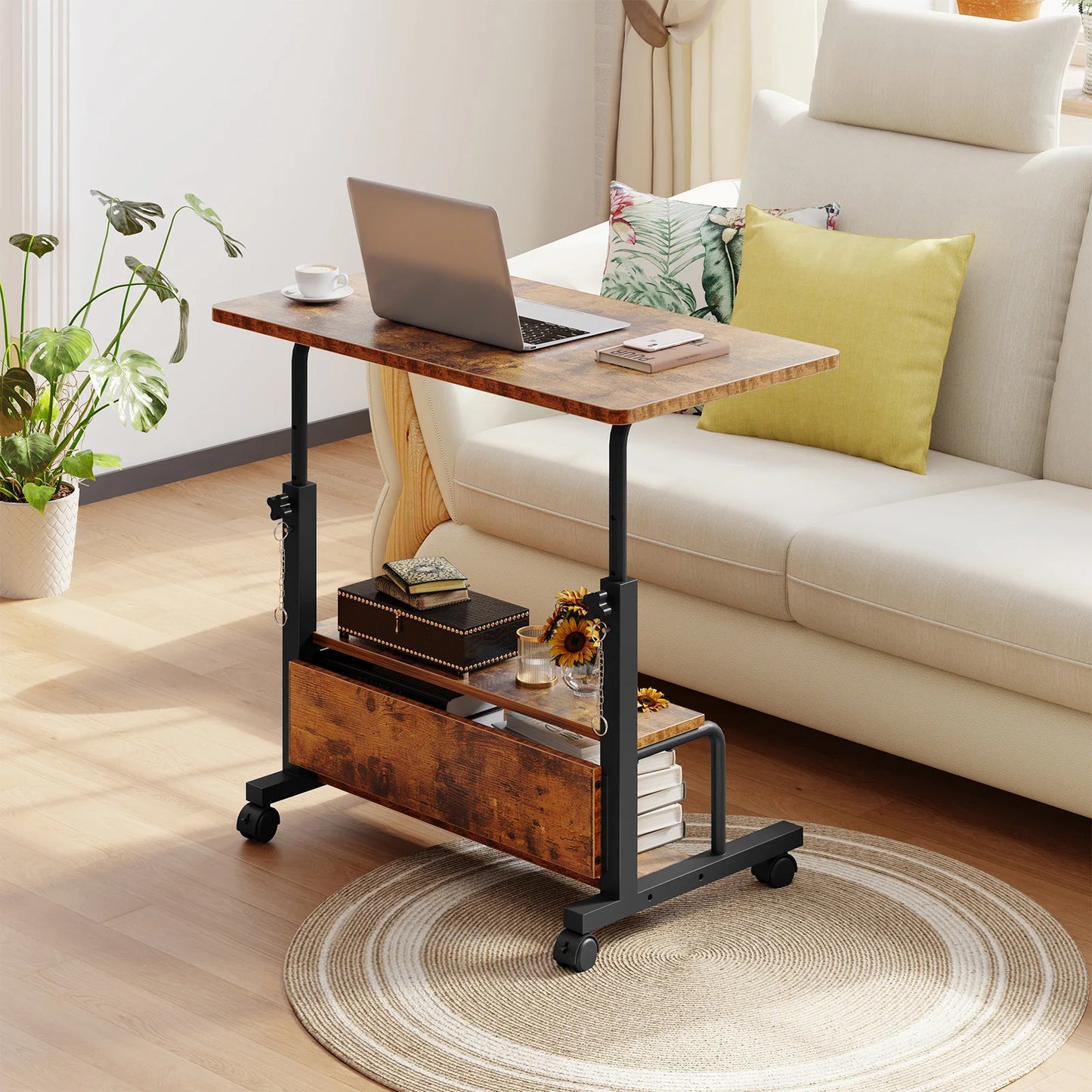 Jhk 31 Inch Adjustable Mobile Standing Computer Desk