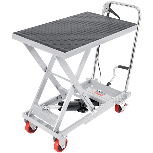 SucceBuy Hydraulic Lift Table Cart With Manual Single Scissor Platform