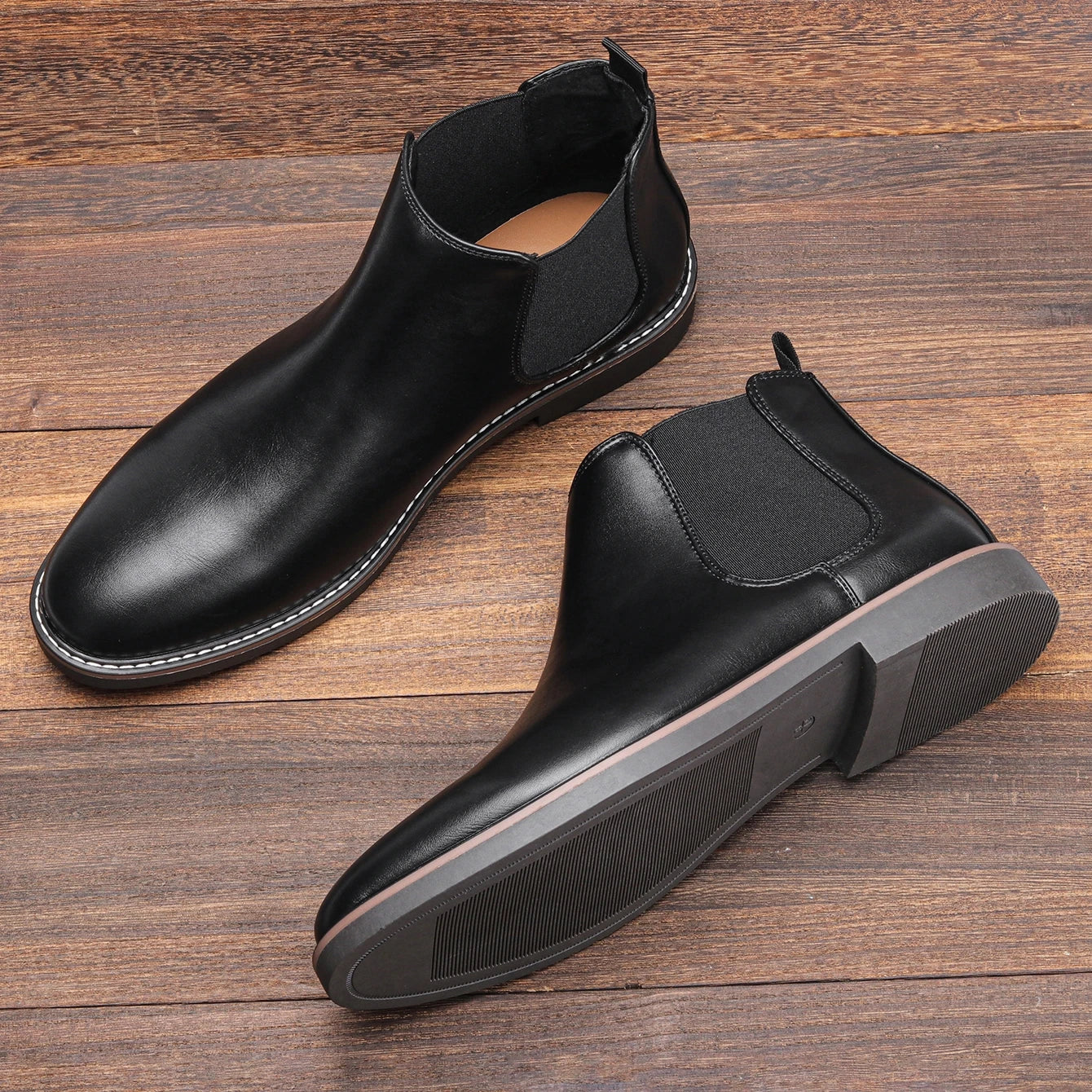 Hecrafted Chelsea Ankle Boots For Men With Elastic Closure