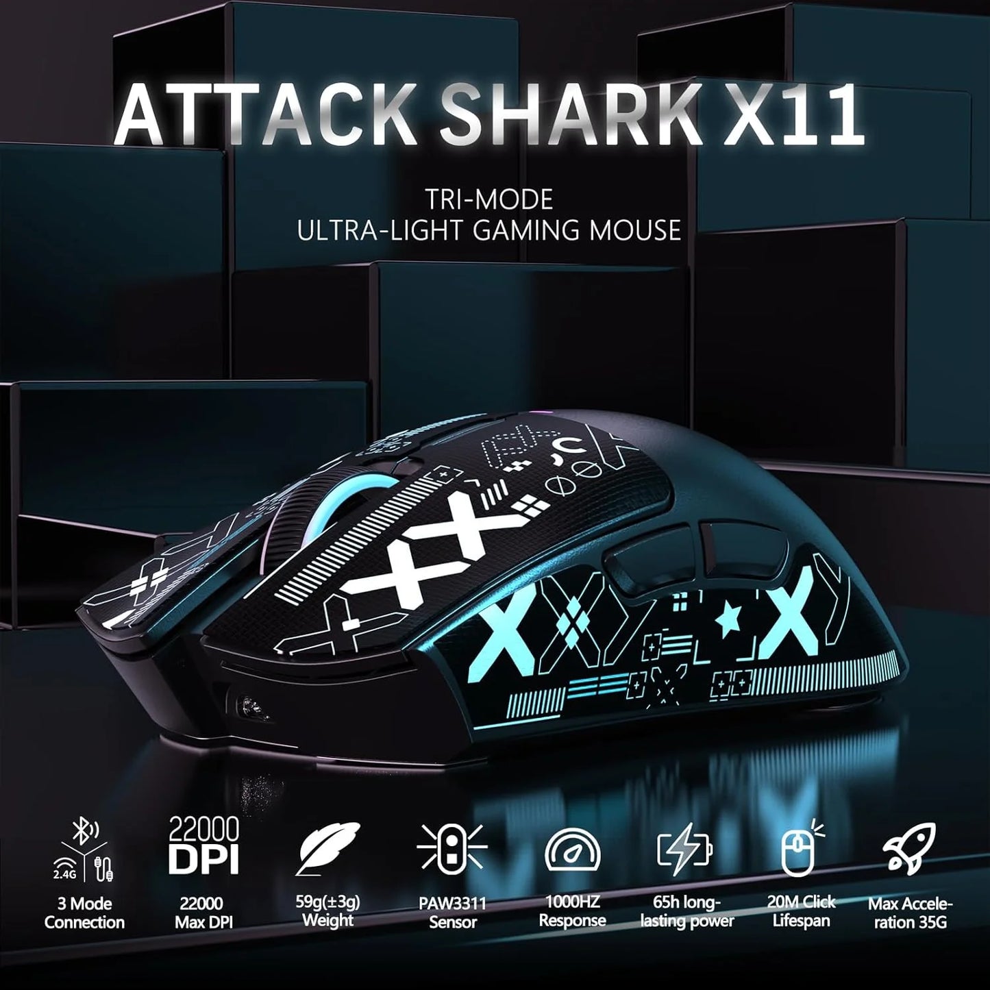 Attack Shark X11 Wireless Gaming Mouse With RGB Dock