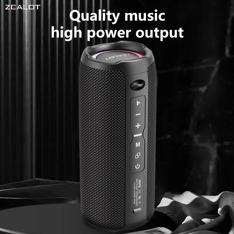 Zealot-S49 Pro 20W Wireless Speaker, RGB Light Wireless HiFi Sound Quality, Bass Boost, Dual Pairing, 3000mAh Battery