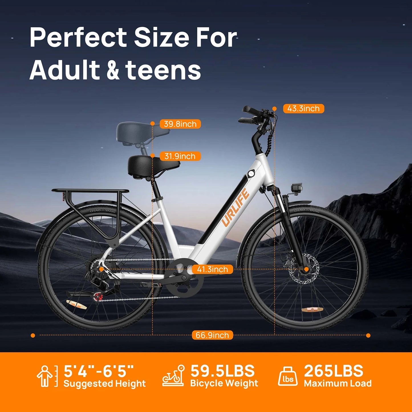 E26 Electric Bike 750W Peak Motor City Commuter