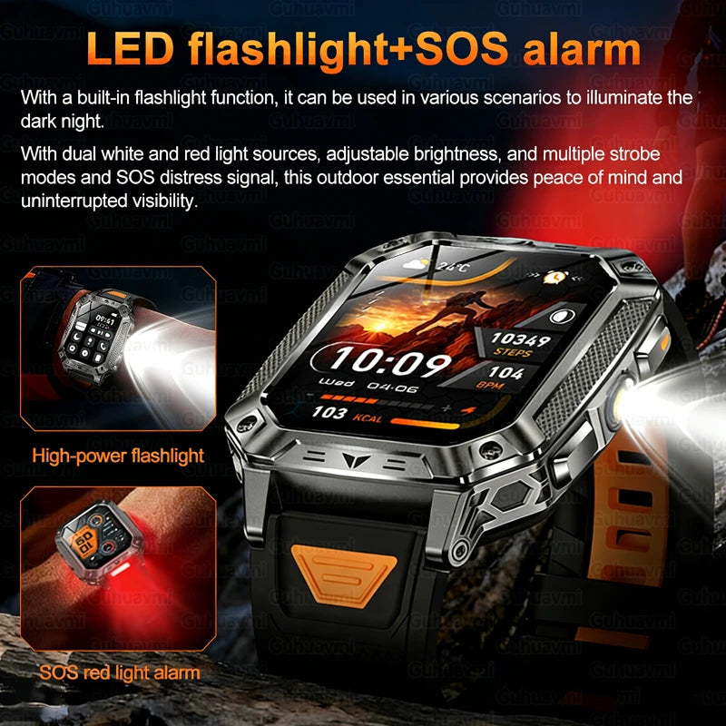 Military Grade Smartwatch 1500mAh Battery Life 100 Days Bluetooth Call SOS