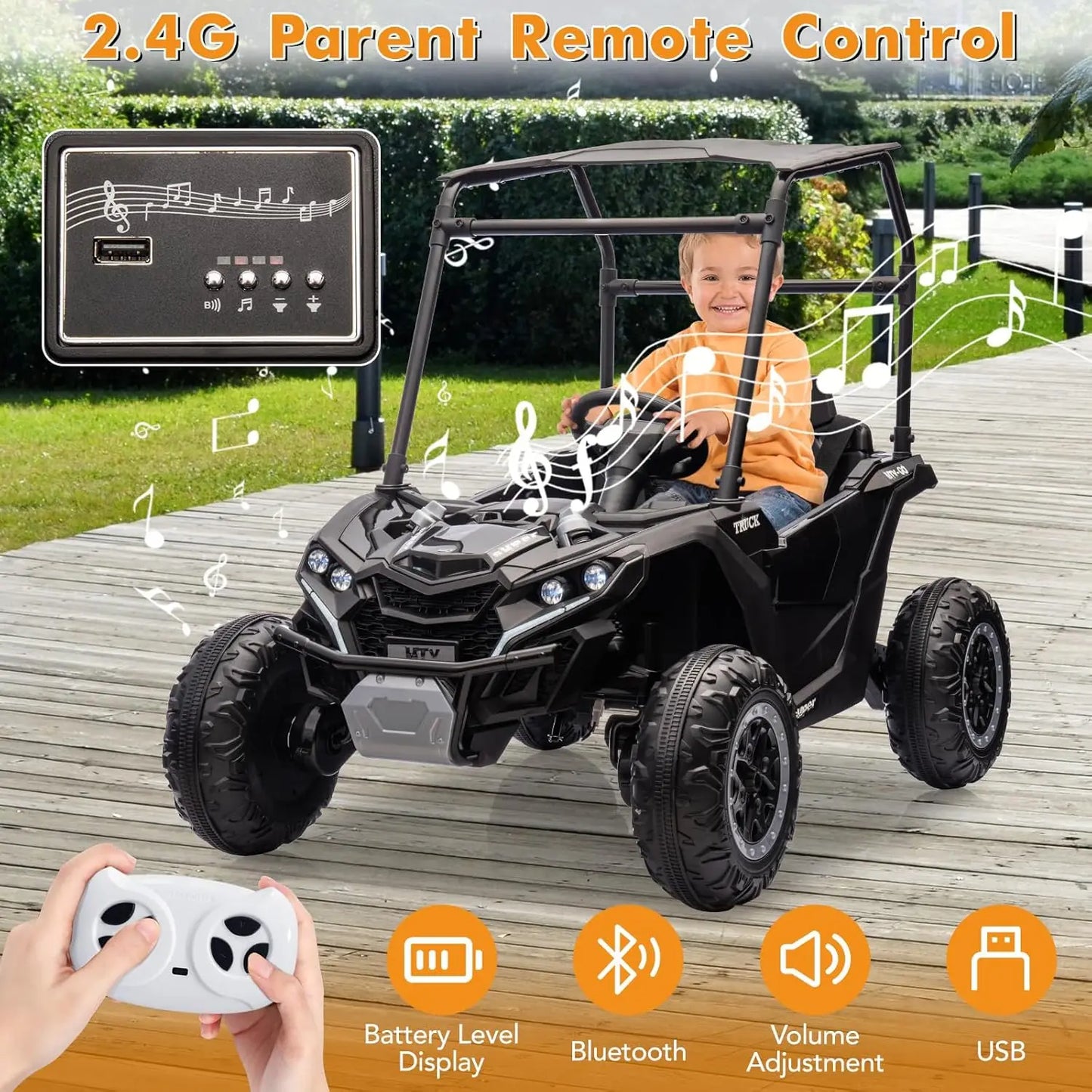 24V Kids Ride On Car UTV With Remote Control Lights