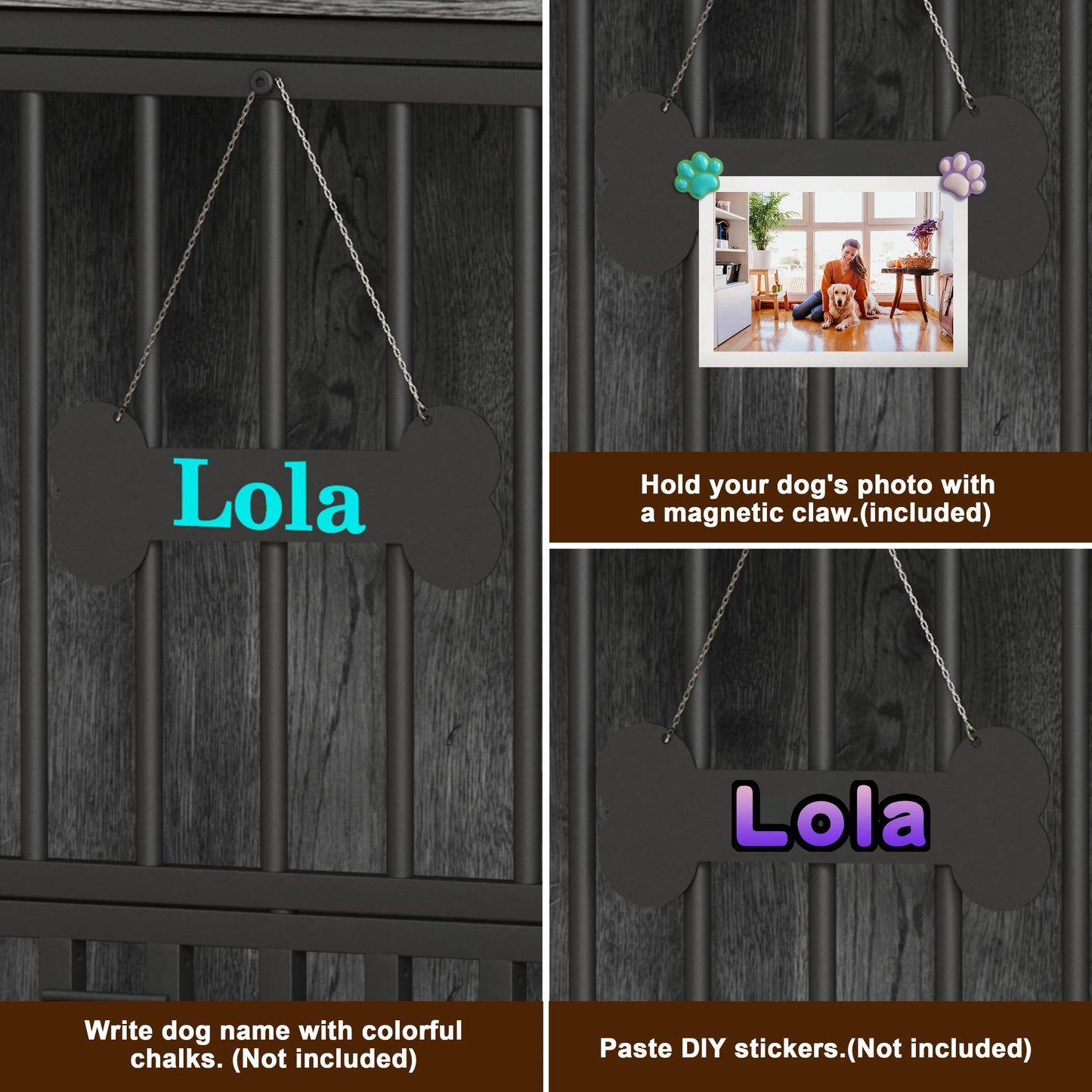 Foldable Wooden Dog Crate Kennel For Indoor Use With Bowls