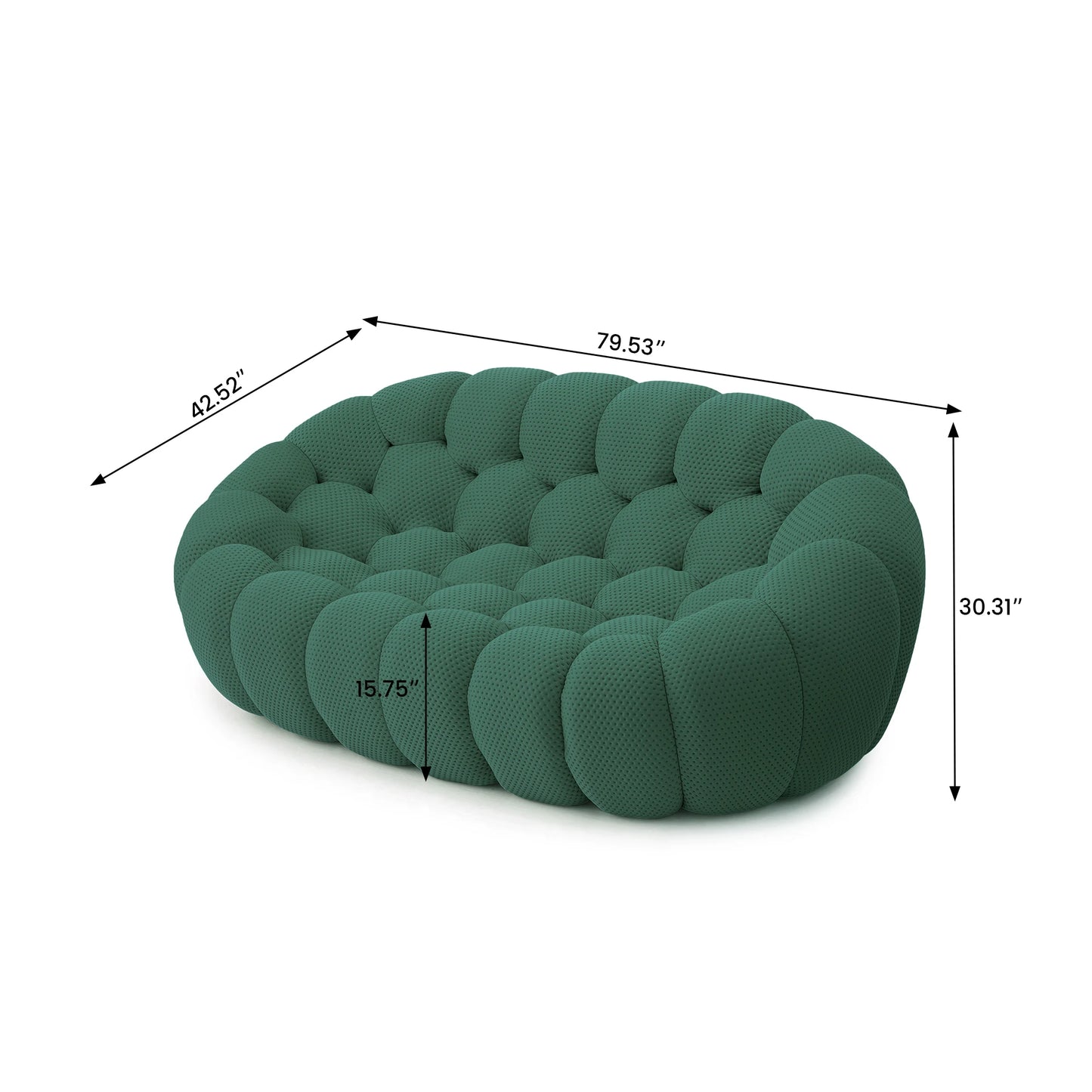 Sdorens Modern Curved Sofa 3D Knitted Fabric Loveseat Living Room