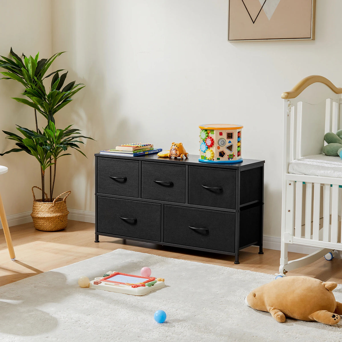 MCQ Modern Storage Cabinet With Wooden Top And Metal Frame