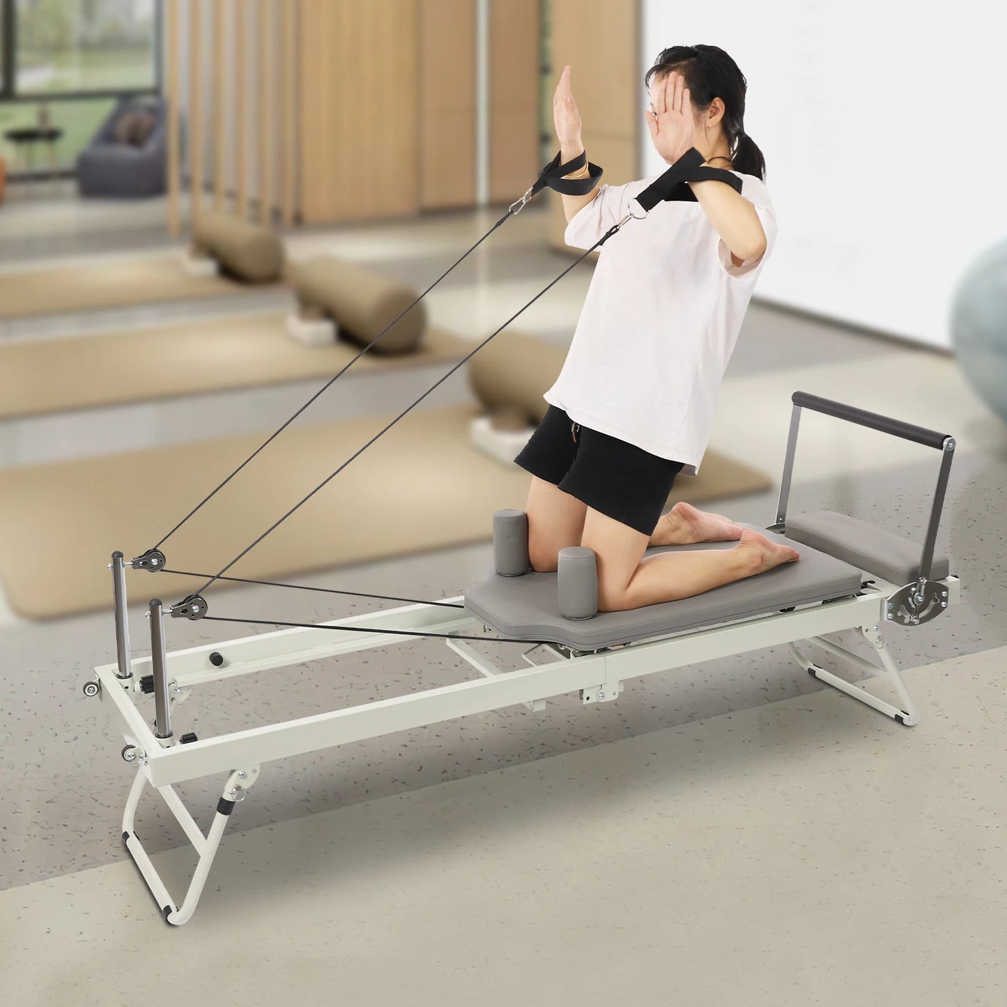 Foldable Pilates Reformer Machine For Yoga Fitness