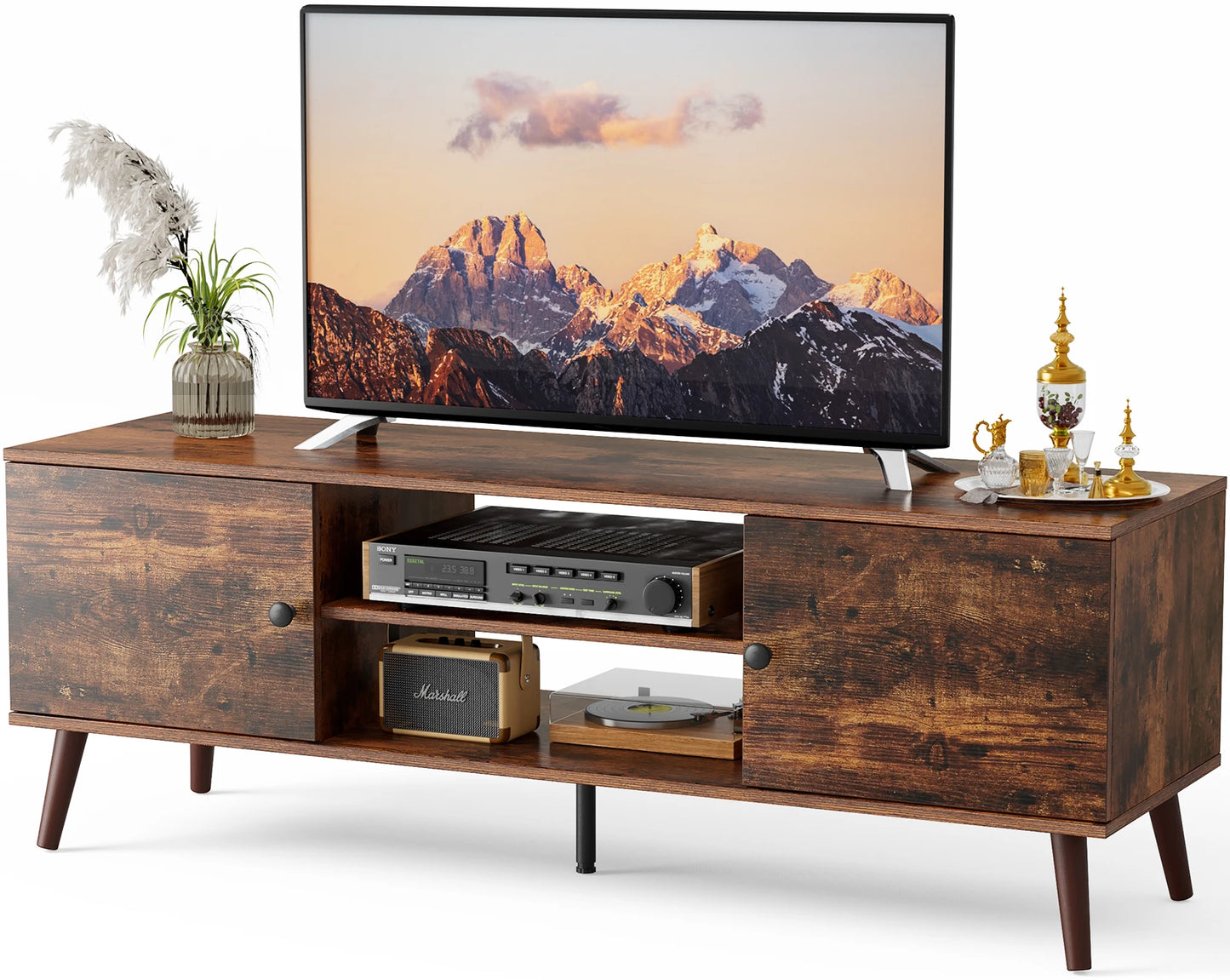 Mcq Wooden Living Room Tv Stand With Adjustable Shelf