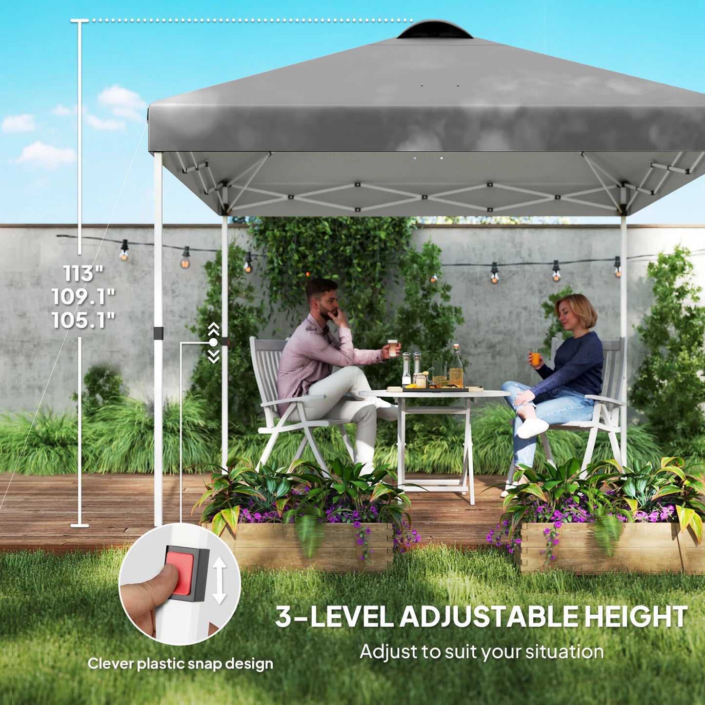 10' X 10' Pop up Canopy Tent with 2 Half Sidewalls, Dark Gray