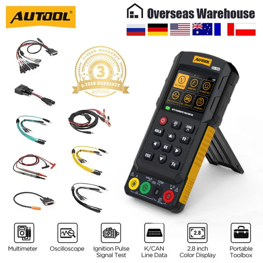 AUTOOL DM303 Auto Diagnostic Multimeter Car Circuit Tester with K/CAN/Oscilloscope/Cranking/Analog Signal/Injector/Relay Test #