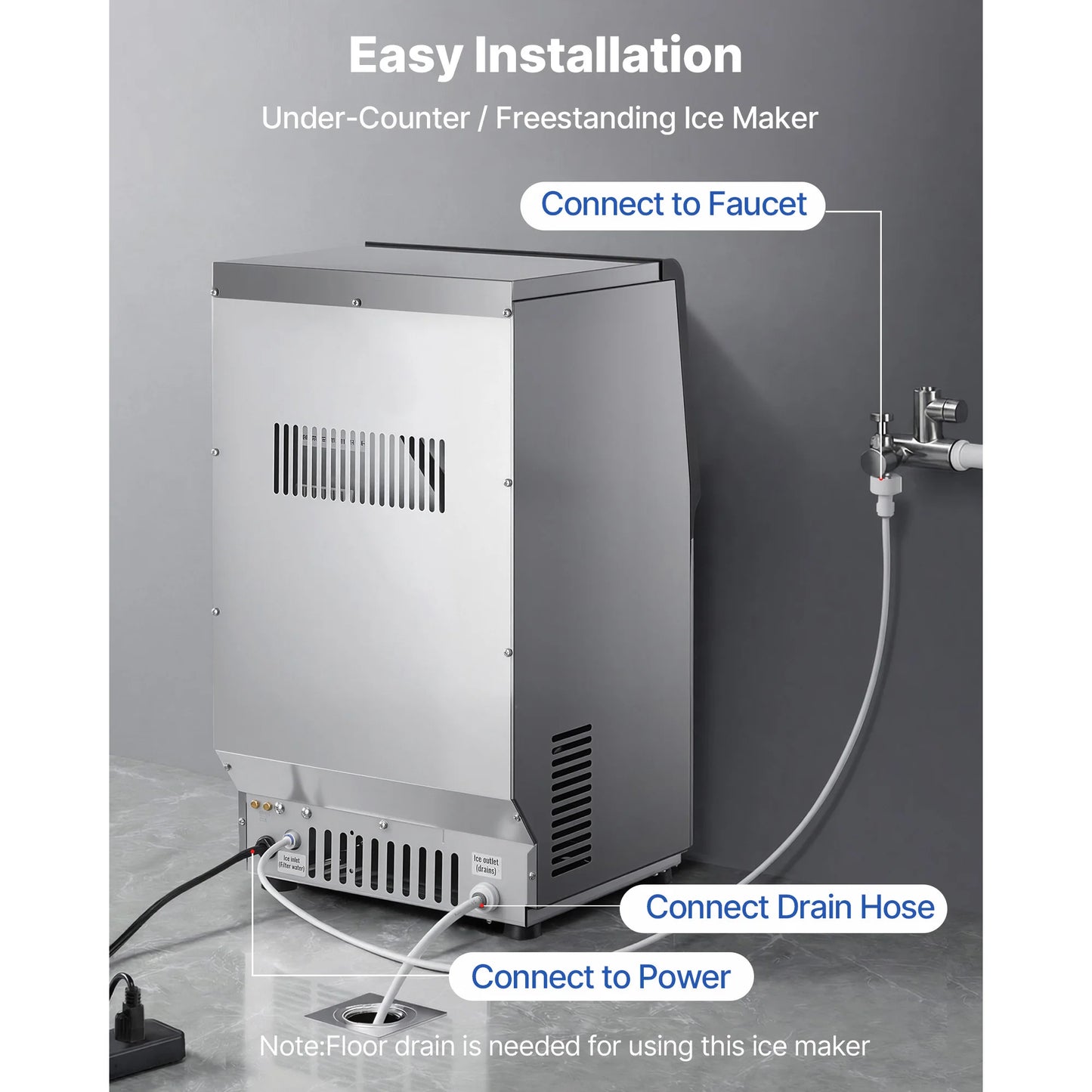 SucceBuy Commercial Ice Maker Machine 80lbs To 440lbs 24 Hours Stainless Steel