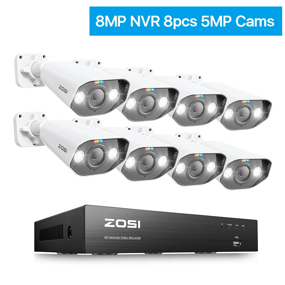 ZOSI 8CH POE Surveillance Kit With 4K AI IP Cameras