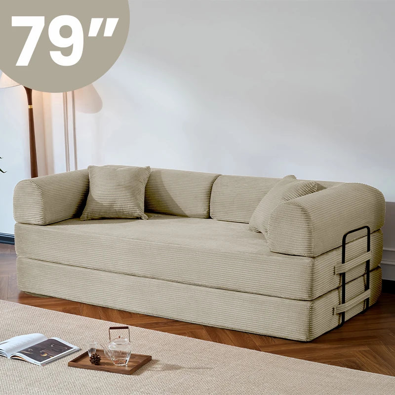 Modern Corduroy Folding Convertible Sofa Bed Sleeper