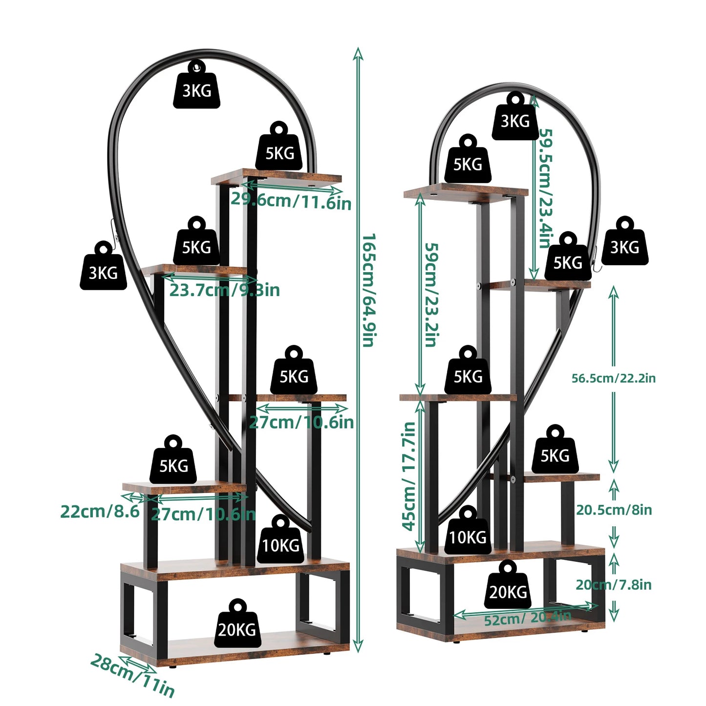 Wisfor Metal 6-Tier Ladder Plant Stand for Home Garden Decor