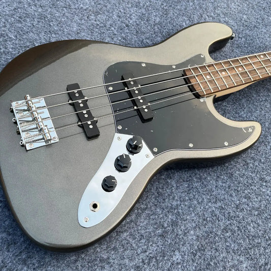 US Shipping Metallic Gray 4-String Jazz Bass Electric Bass Guitar Rosewood Fingerboard For Rock And Jazz Players Free Shipping