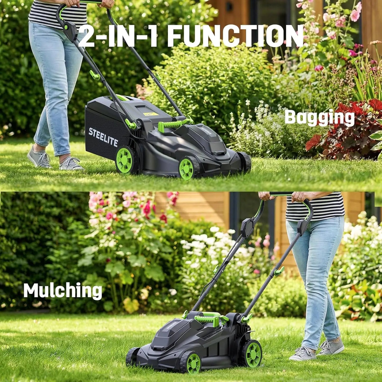 40V Cordless Lawn Mower And Trimmer Combo With Dual Chargers