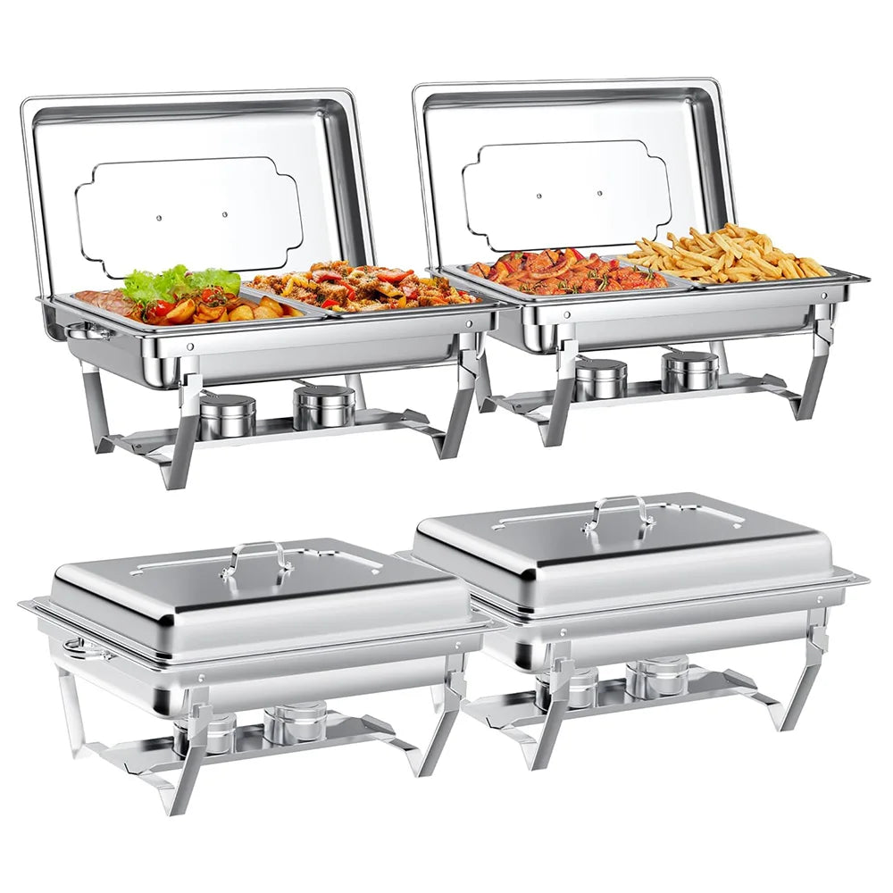 2/4/6Pack Chafing Dish Buffet Set Stainless Steel 8QT Food Servers and Warmers Fuel Holder for Party Catering Wedding