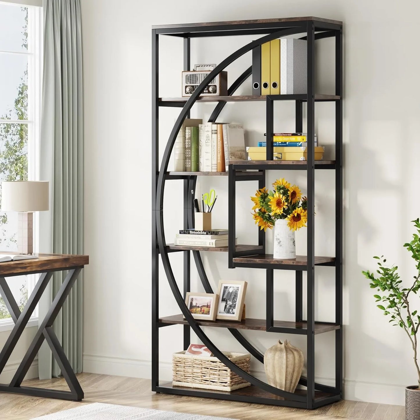 Little Tree Industrial FiveTier Etagere Bookcase Display Shelf