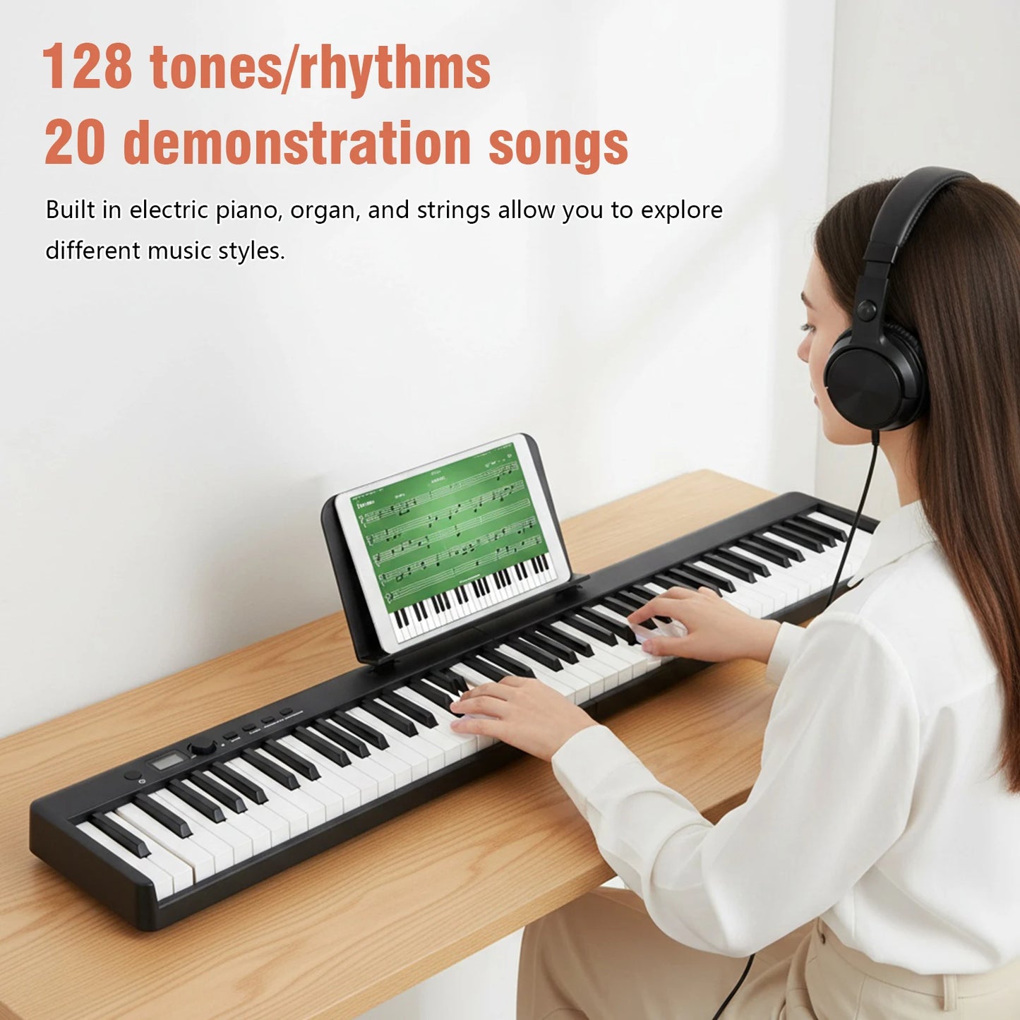 Portable 88 Key Folding Piano Keyboard With Carry Case