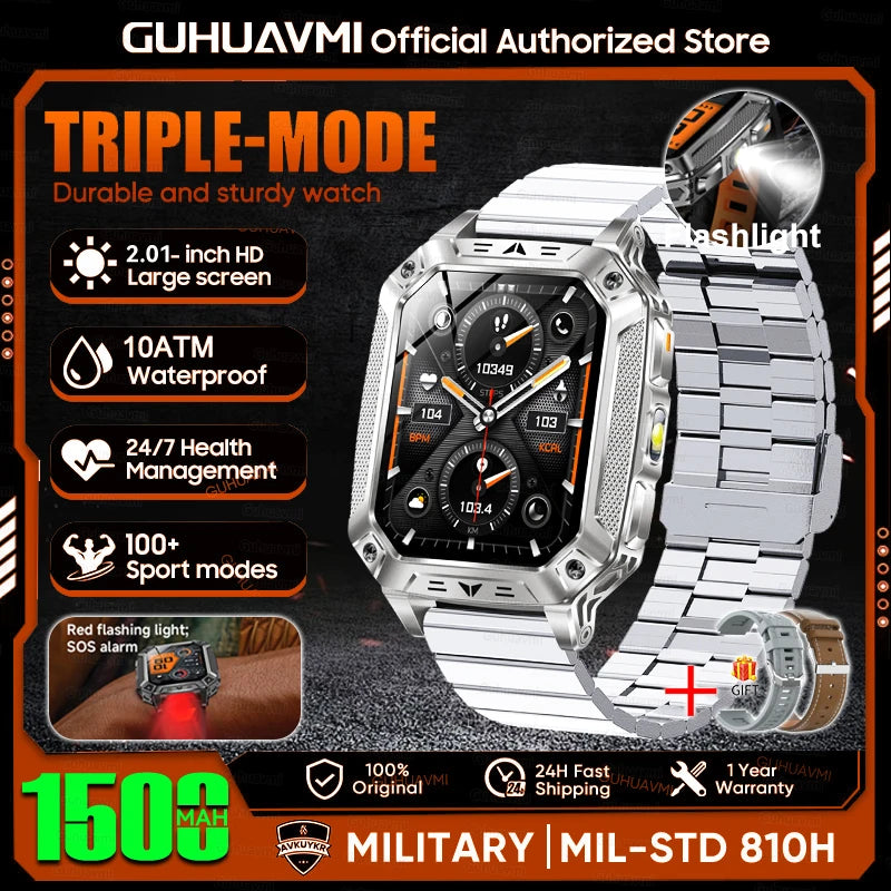 Military Grade Smart Watch With 1500mAh Battery And 100 Days Battery Life
