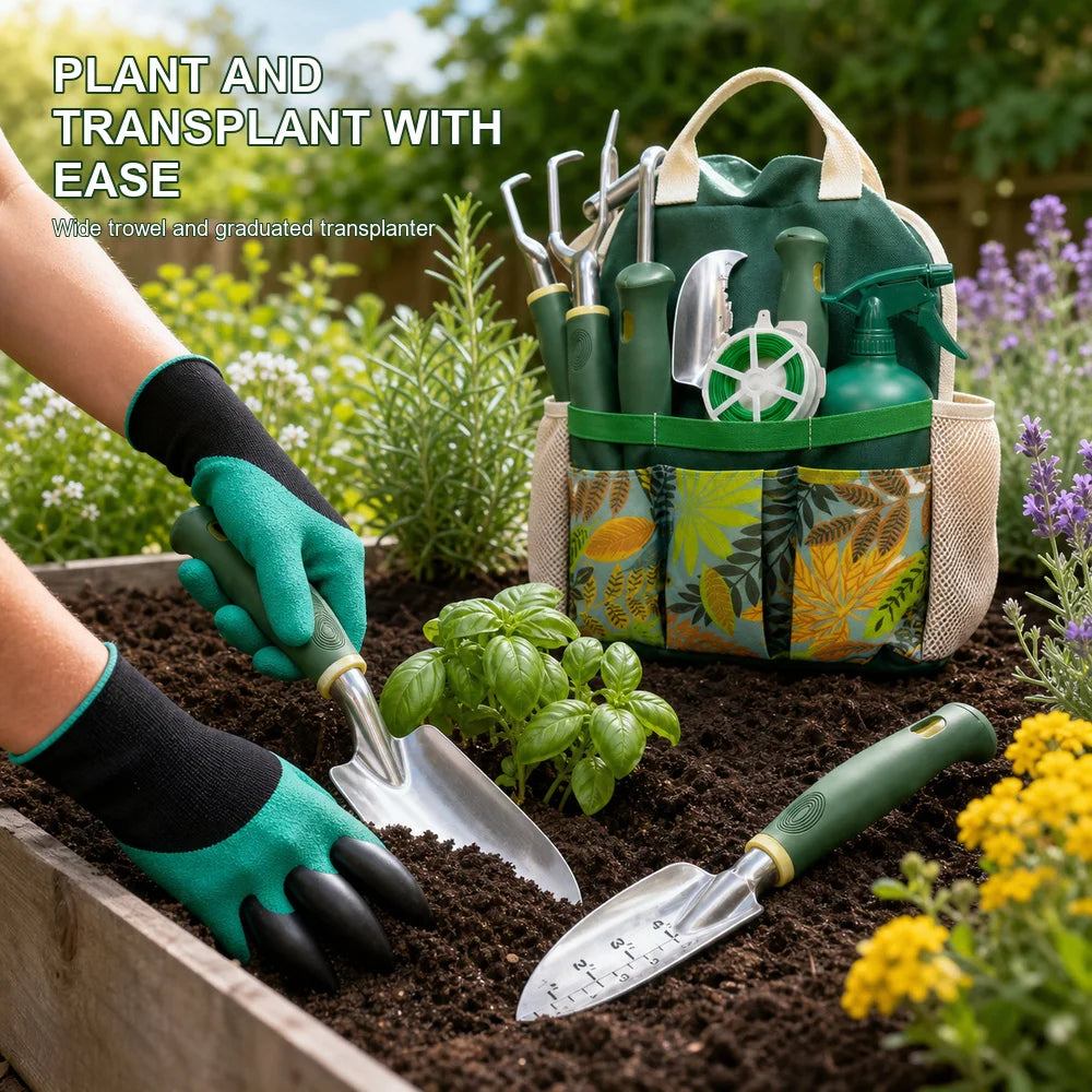 Professional 16 Piece Aluminum Garden Tool Set With Gloves