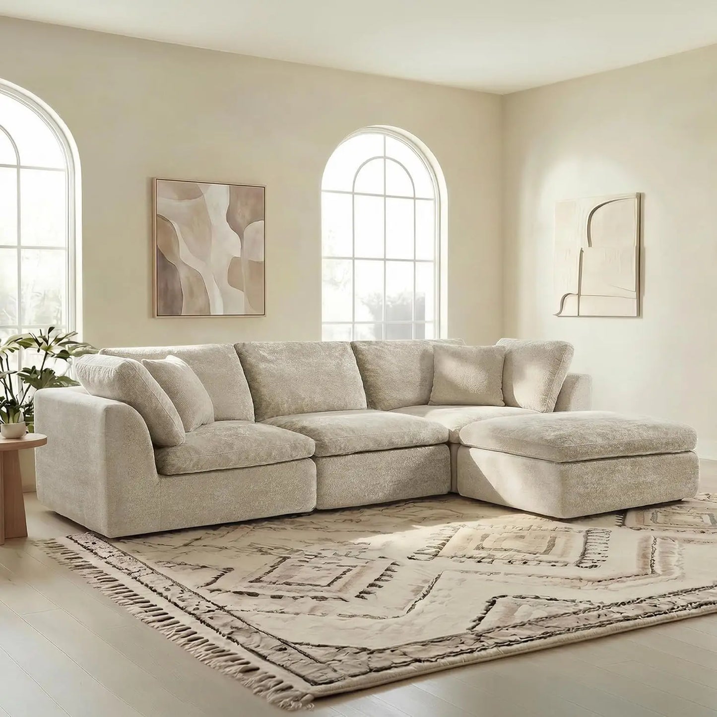 Modular Sectional Sofa With Ottoman L Shape Living Room Furniture
