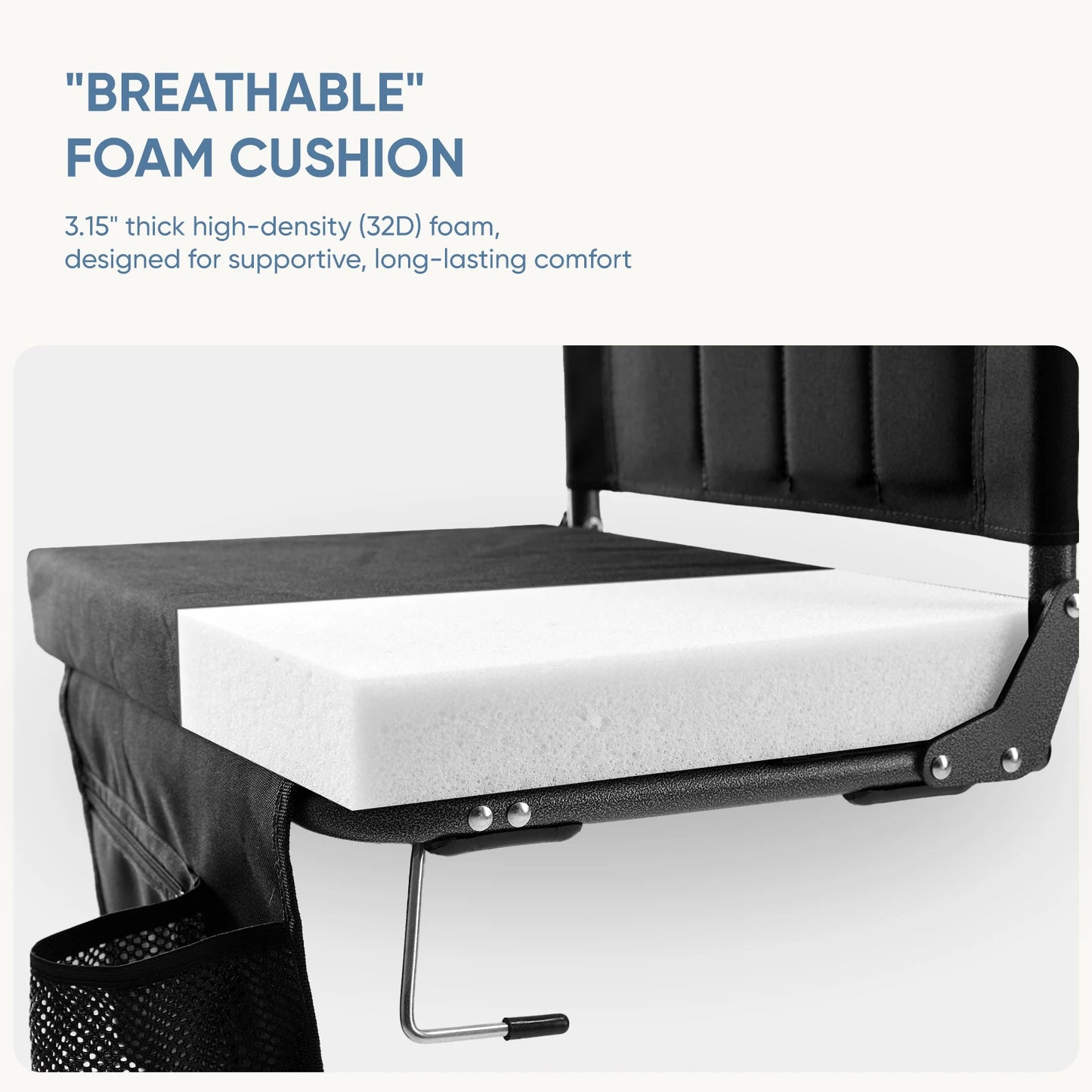 JHK Outdoor Foldable Seat With Back Support Portable Chair