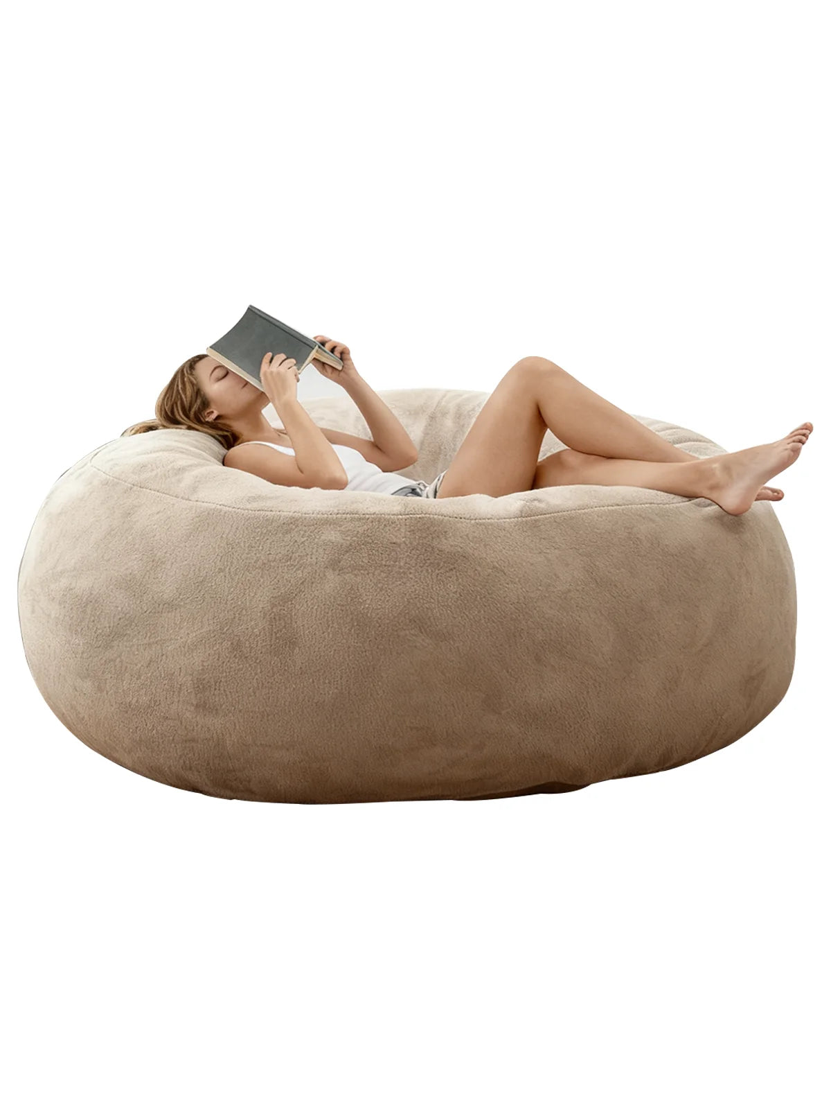 Memory Foam Beanbag Chair With Washable Flannel Cover For Reading