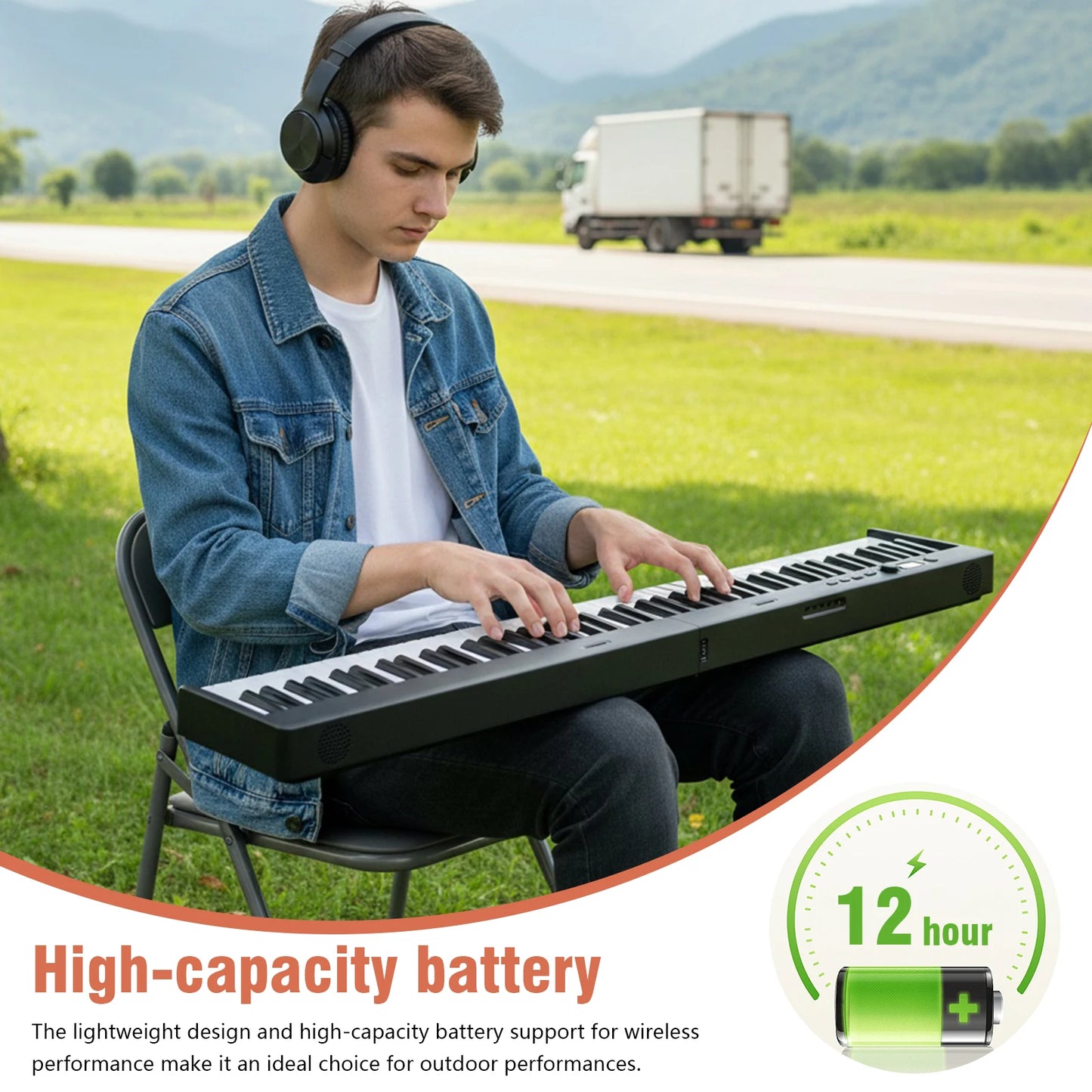 Portable 88 Key Folding Piano Keyboard With Carry Case