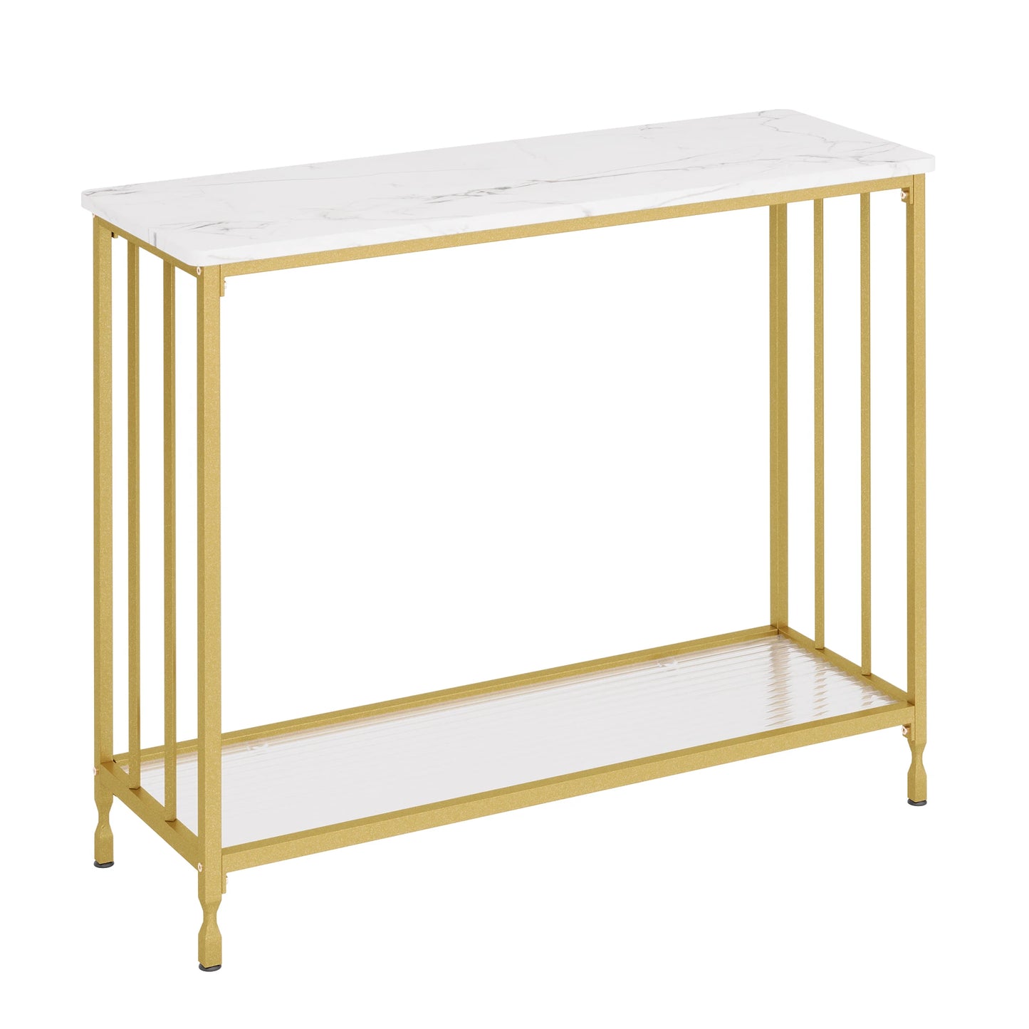 HobbyLane Console Table With Glass Shelf And Metal Frame For Hallway Living Room