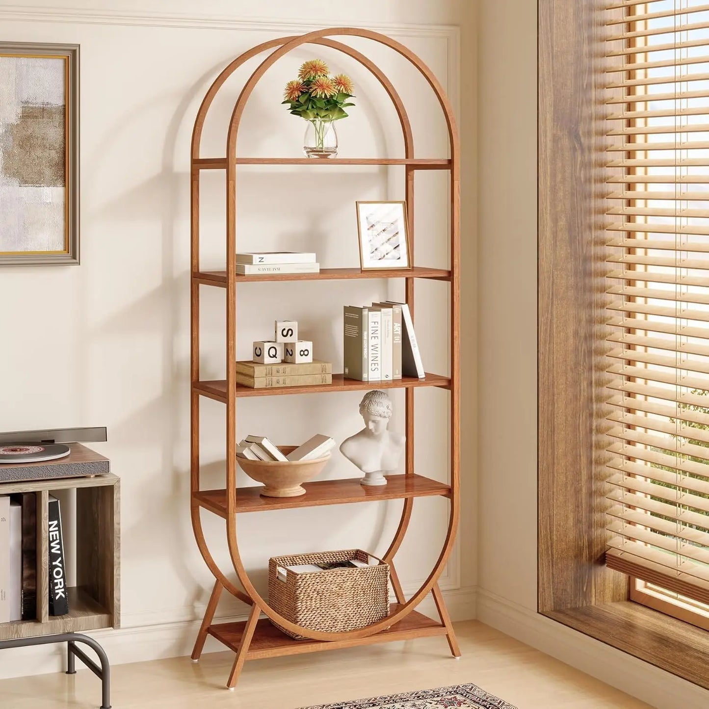 Little Tree 5 Tier Arched Bookshelf Freestanding Modern Bookcase