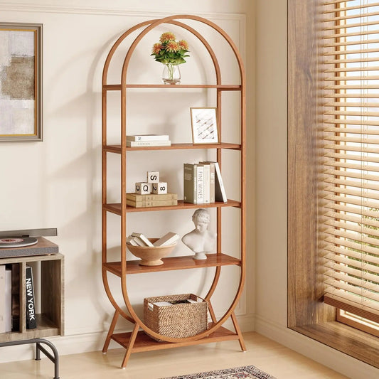 Little Tree 5 Tier Arched Bookshelf Freestanding Modern Bookcase