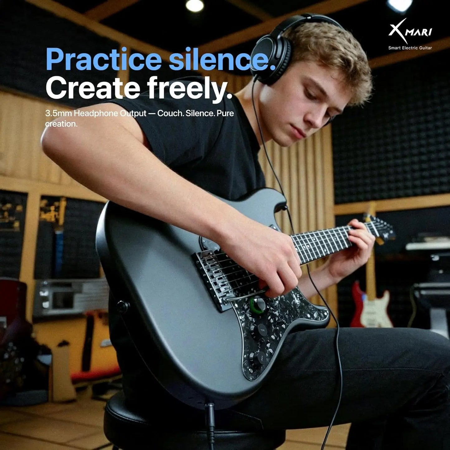 Enya XMARI Smart Electric Guitar: Carbon Fiber Body, Built-in DSP Effects (4 Presets), USB-C OTG Recording, Headphone Output. In