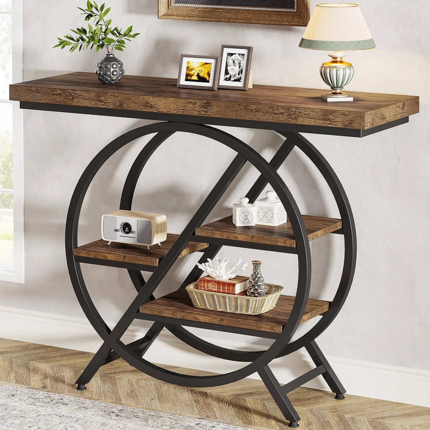 Tribesigns Console Table Industrial 4 Tier Narrow Entryway Sofa Table