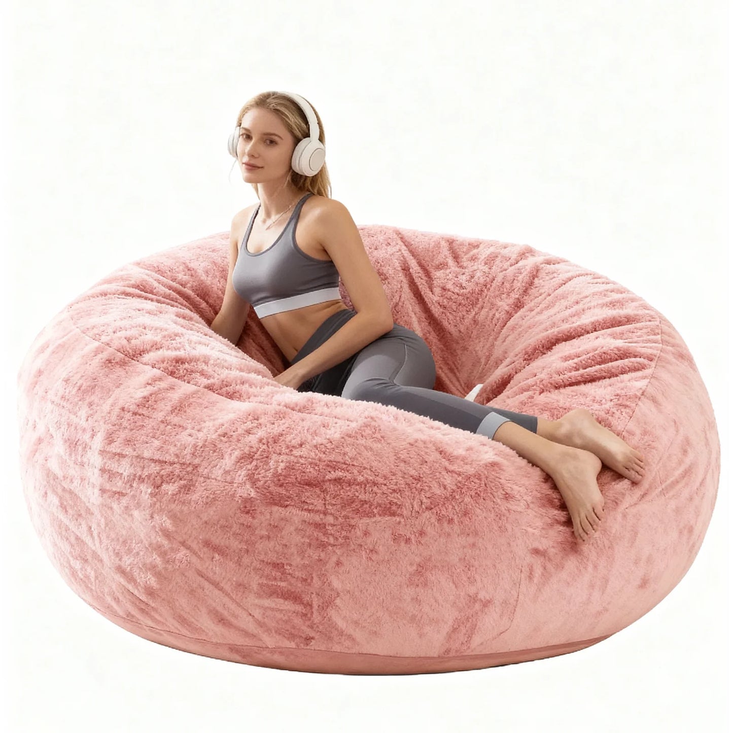 Memory Foam Beanbag Chair With Washable Flannel Cover For Reading
