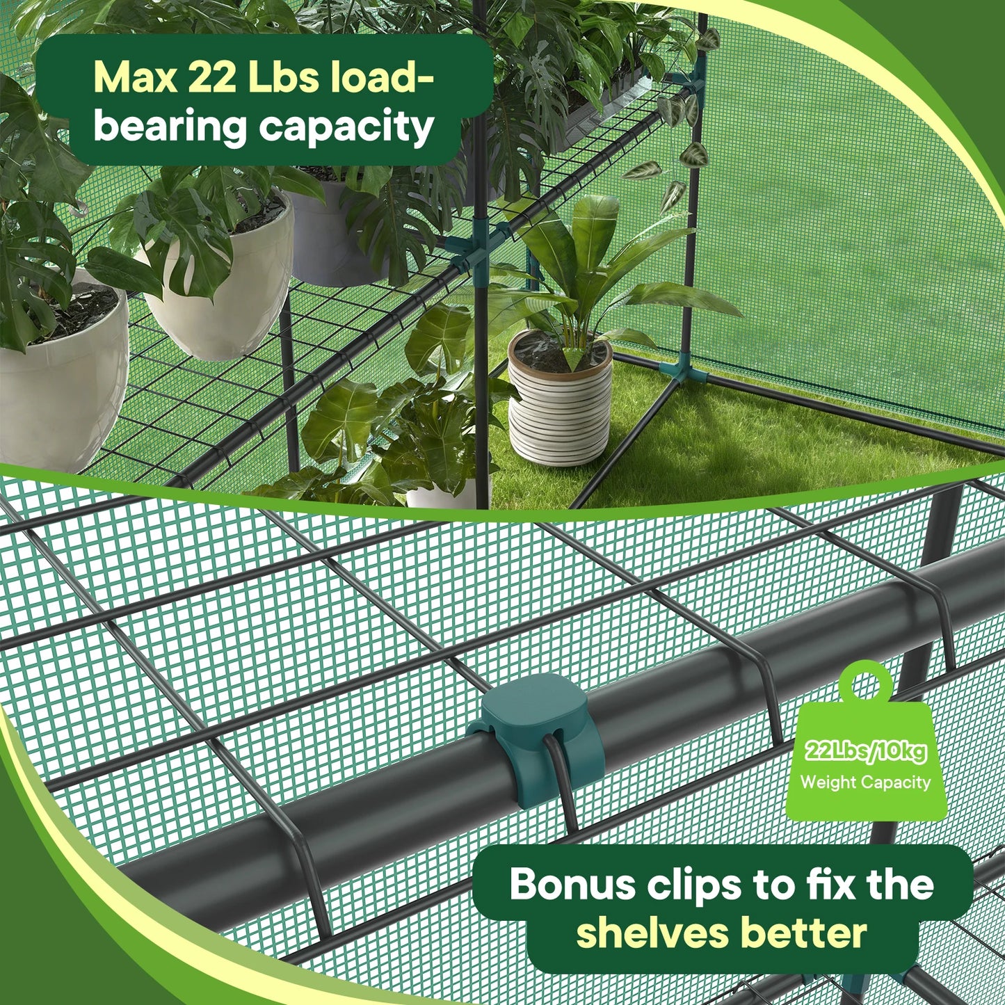 JHK Portable Walk In Greenhouse With Screen Windows For Outdoor Plants
