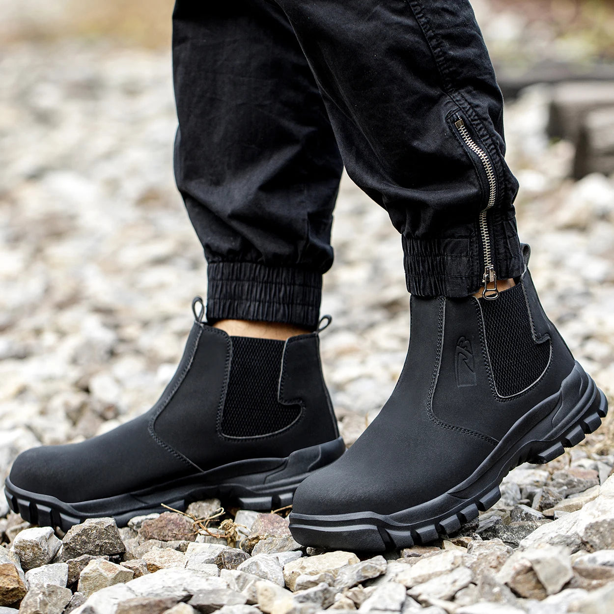 Waterproof Men's Work Safety Boots With Steel Toe Cap