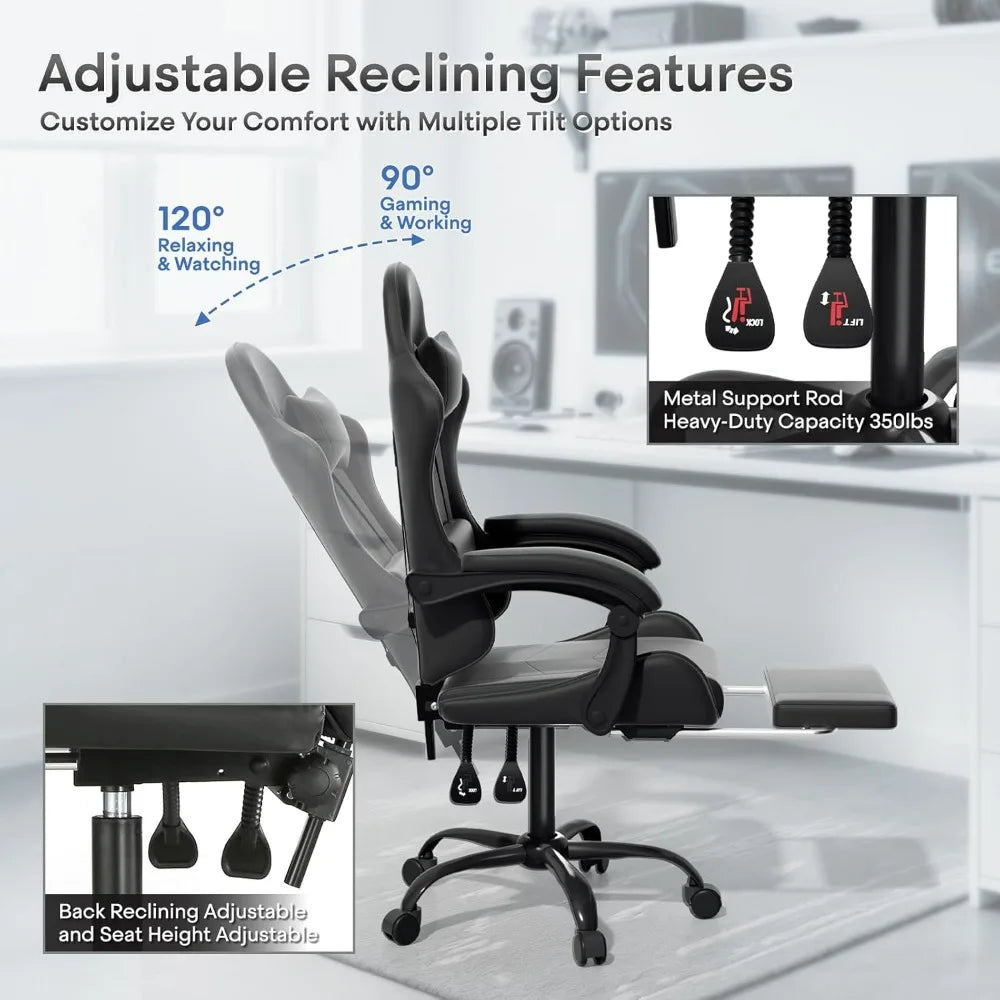 Athena Collection Carbon Fiber Gaming Chair With Ergonomic Footrest