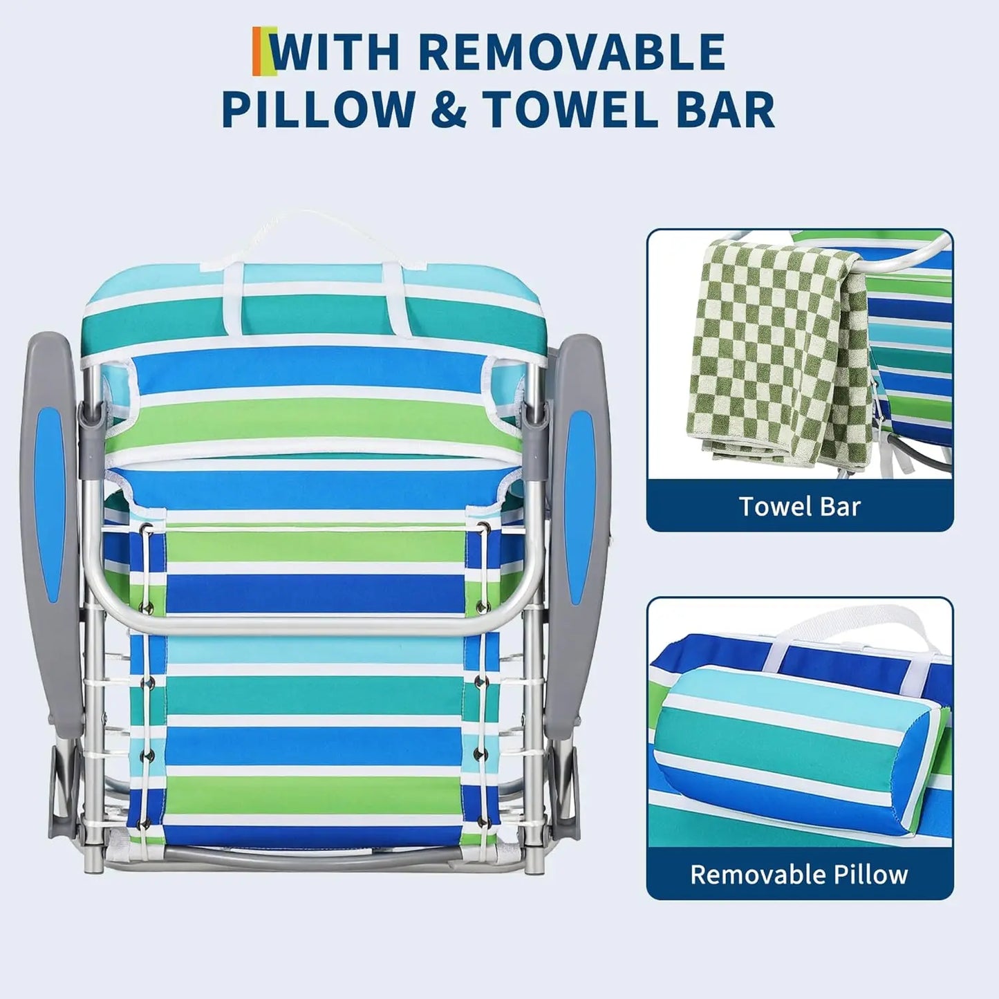 TWISTER.CK Portable Backpack Beach Chair With Five Reclining Positions