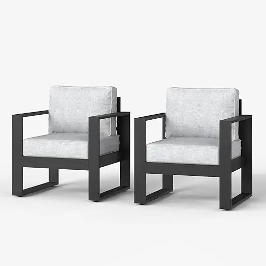 Outdoor Aluminum Patio Armchairs With Removable Washable Cushions