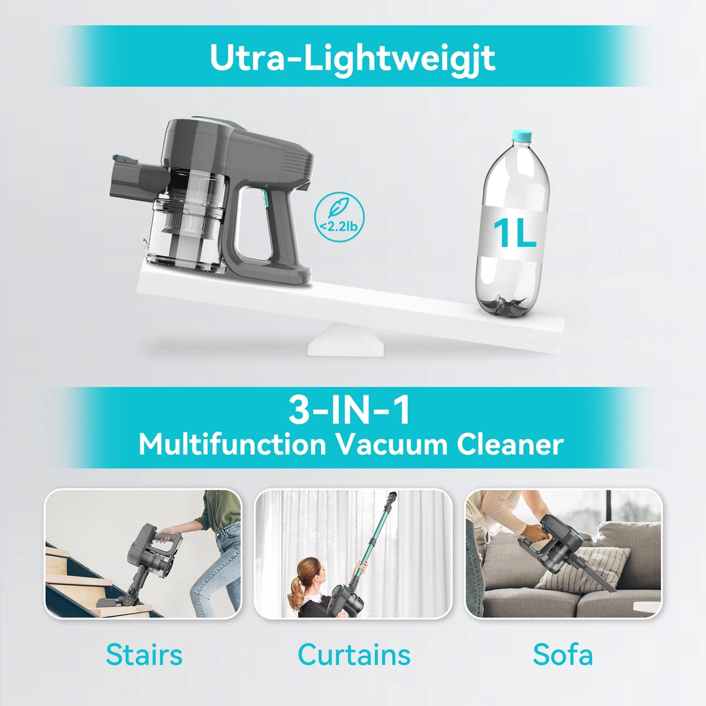 INSE YISORA N300 Cordless Upright Vacuum Cleaner Ultra Lightweight