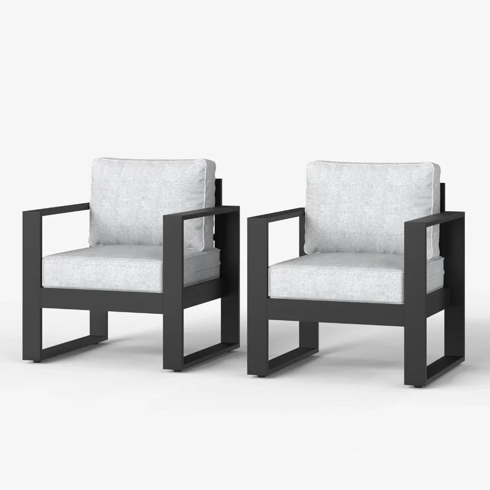Outdoor Aluminum Patio Armchairs With Removable Washable Cushions