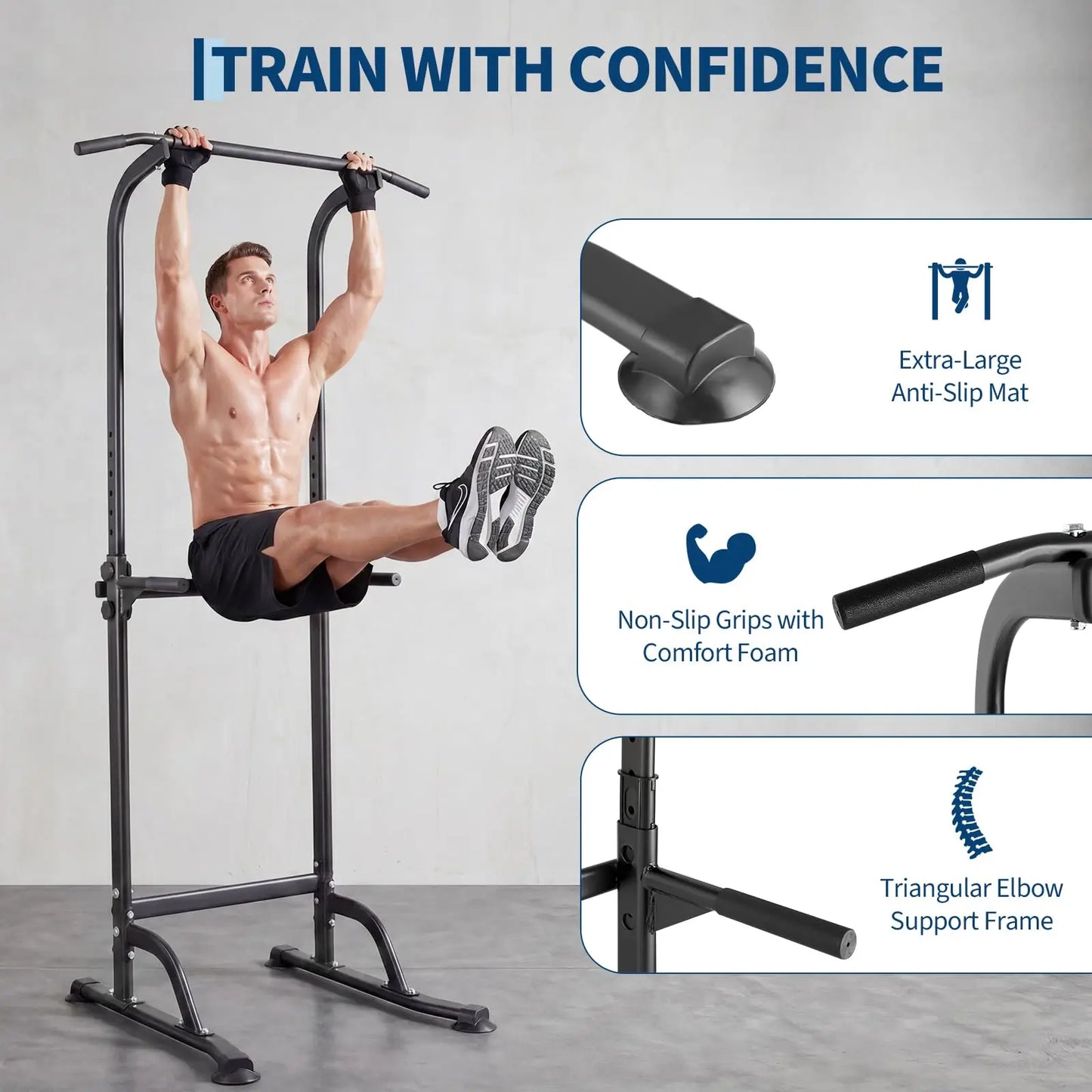 HiMISS Multi-Function Power Tower Dip Station With Pull Up Bar