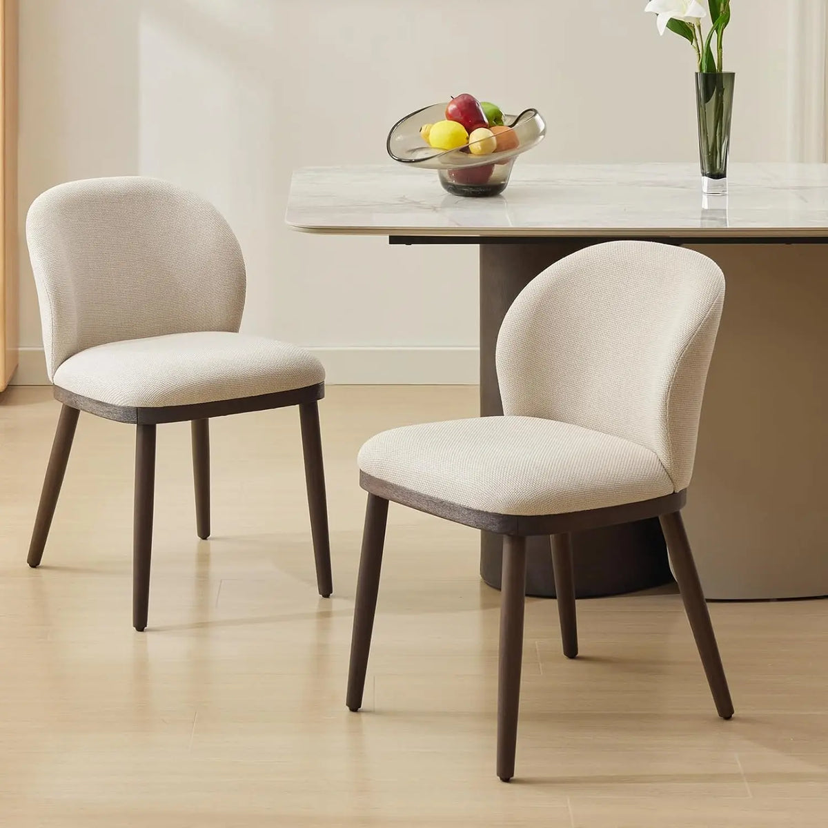 Dining Chairs Set of 2 Modern Upholstered Kitchen Dining Chairs with Ergonomic Back Support Wood Legs for Dining Room, Restauran