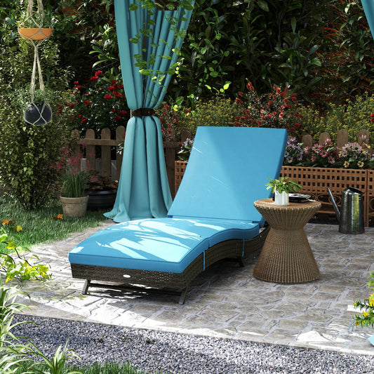 Outdoor Reclining Lounge Chair With Wheels For Patio And Garden