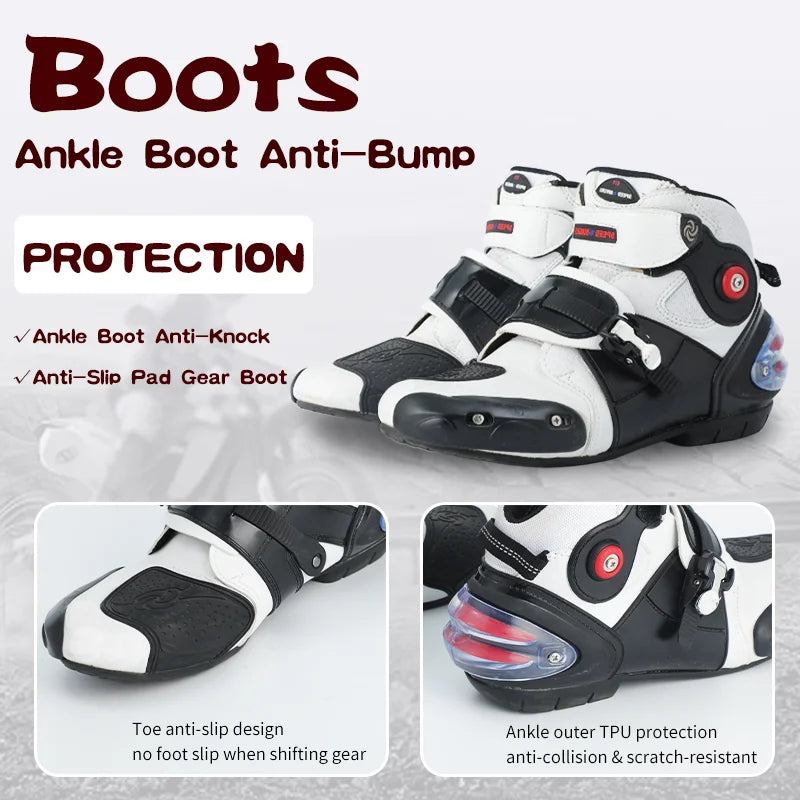 Unisex Leather And Mesh Motorcycle Boots For Men And Women